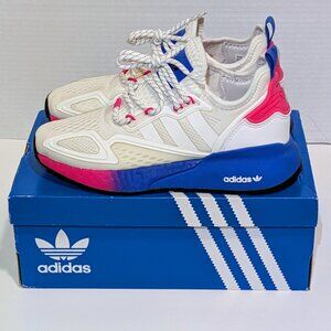 Adidas Women's ZX 2K BOOST Sneakers Shoes FY0605 White Blue Pink - Size 5.5